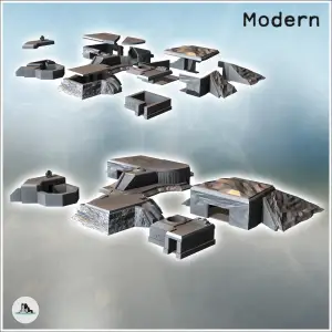 Set of five modern bunkers with anti-aircraft fortifications