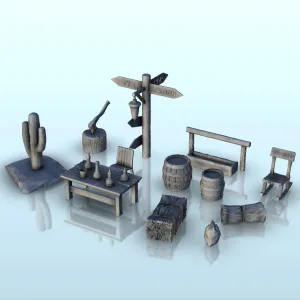Set of Wild-West accessories (1) - miniatures figure scenery