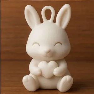 Cute Bunny with Heart Keychain