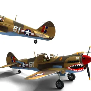Desert Warhawk Fighter Aircraft | Fully Rigged | Game Ready