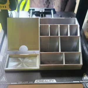 desk organiser with built-in phone holder