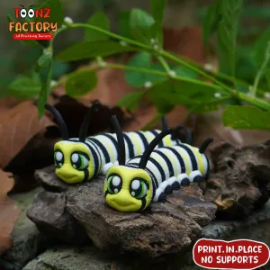 Print In Place Cute Flexi Monarch Caterpillar