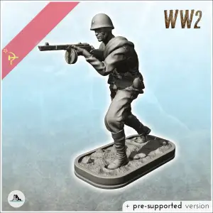Soviet storm trooper running with PPSh-41 (4) - WW2 Terrain