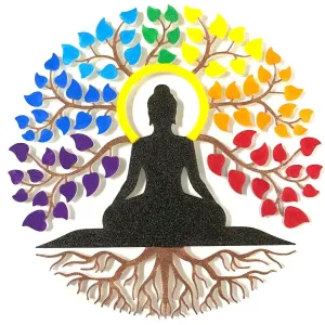 Buddha under the colored tree