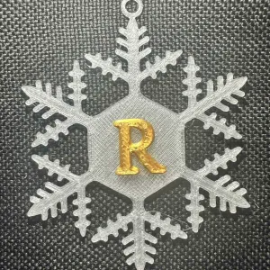 R – Snowflake Alphabet Letter R Festive Christmas Decoration