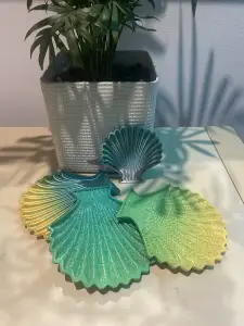 🥃 4 SEASHELL COASTERS -CLAM COASTERS
