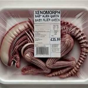 ALIEN BEBE EN BANDEJA DE SUPERMERCADO