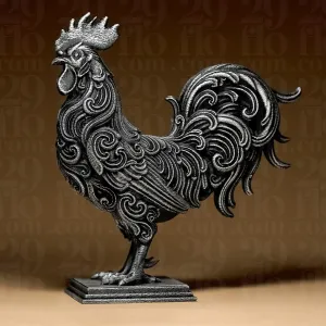 Floral Rooster Sculpture