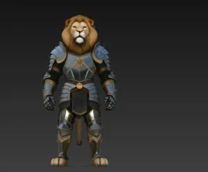 humanoid lion in armor