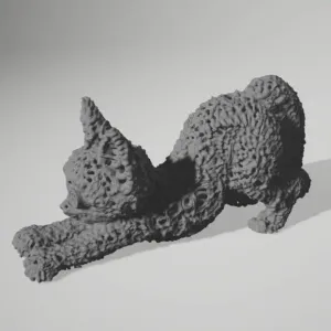 Embroidered cat with handmade fantasy