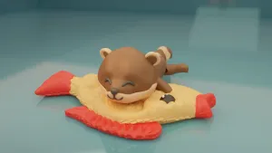 Articulated Otter with fishy pillow painted 3mf