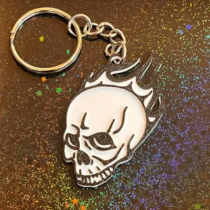 Keychain Skull on Fire