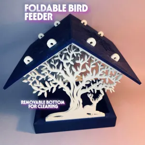Foldable bird feeder with nature design
