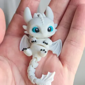 Articulated Light Fury Dragon Keychain