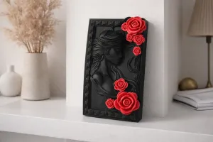 Girl in Frame with Flowers Cameo Plaque