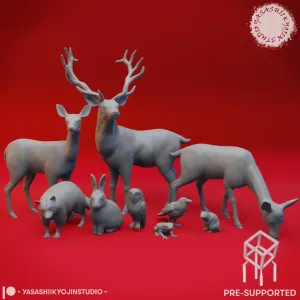 Forest Animals Bundle - Tabletop Props (Pre-Supported STL)