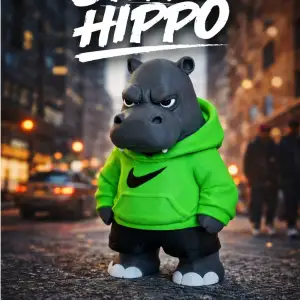 Hippo in Nike hoodie