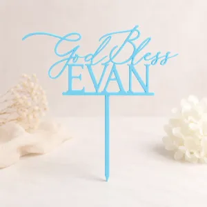 God Bless Evan cake topper
