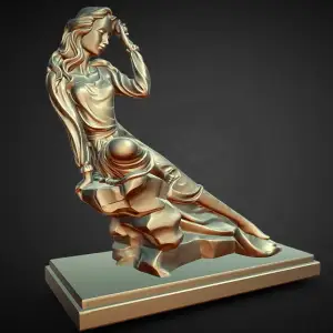 sitting women holdin a rose in her hair