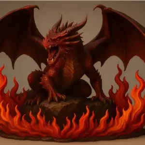 Dragon Surrounded by flames Diorama