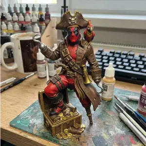 Captain Deadpool Pirate Figure | Funny Mashup Statue