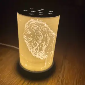 Löwe Sternzeichen_ Lithophane Lampe mit Halterung und Deckel