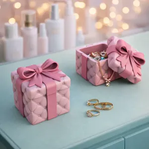 Puffy Gift Box | Tufted Bow Keepsake Box
