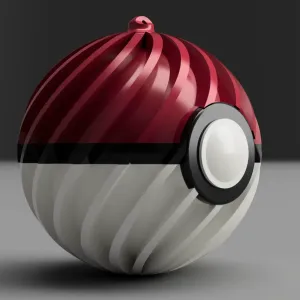 Christmas tree ornament, ball in Pokeball style