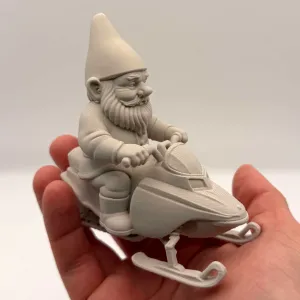 Snowmobile Garden Gnome
