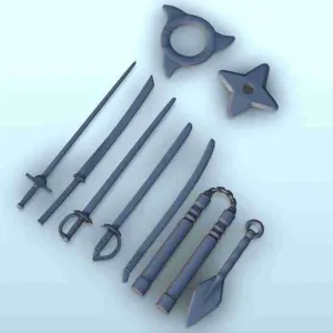 Set of Japan medieval weapons (2) - miniatures scenery game