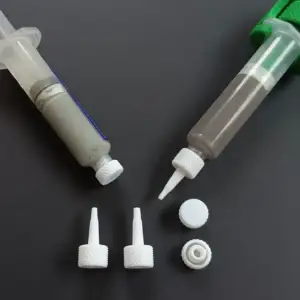 Soldering paste plugs and nozzles (syringe plugs)