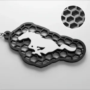 Ford Mustang honeycomb logo keychain