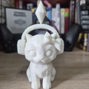 Cute Cat with Headphones | Viral-Style Resin Print STL