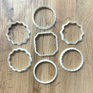 Round border frame cookie cutters set baking 7 shapes