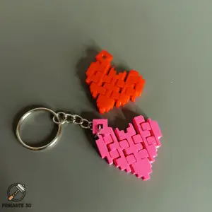 Articulated Pixel Heart Keychain