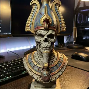 Ancient Undead Pharaoh Bust | Egyptian Mummy Horror Statue