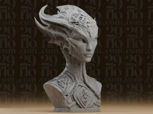 #283_1 Biomechanical Alien Empress Bust Sculpture