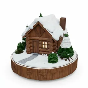 Diorama Log Cabin de Inverno - Decoração Natal