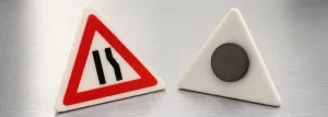 road sign narrowing
