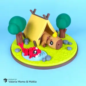 Diorama for Cute Flexi Animals 🦙✨, Capybara Edition 🌿🎨