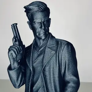 Figure with gun tabletop statute shelf pc character decor