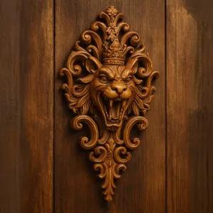 A highly detailed wooden carved wall-mounted Gothic