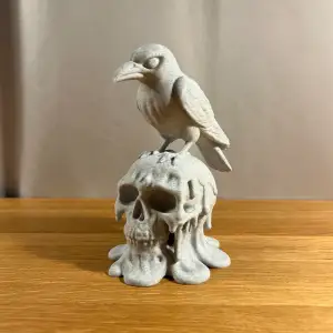 Melted Skull with Crow
