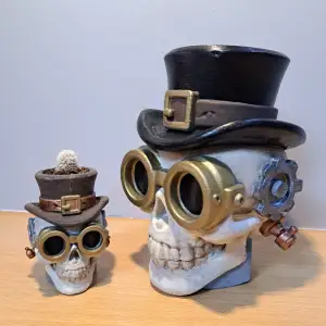 Steampunk Skull Planter