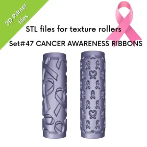 Texture rollers, cancer awareness ribbon patterns