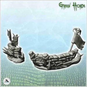 Set of two orc barricades with sand and skull flag (1) - min