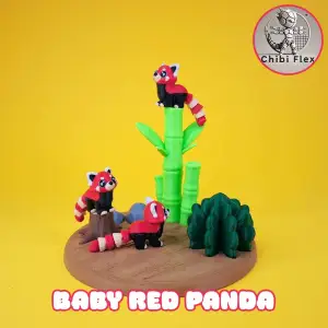 Flexi Baby Red Panda & Diorama kit | Movable Head Version In