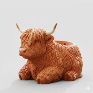 highland cow planter