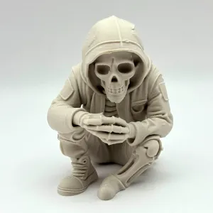 Sitting Skeleton in Hoodie