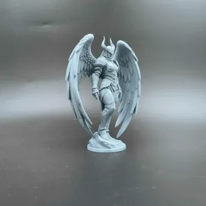 Female Angel Warrior Statute in Full Plate Armor